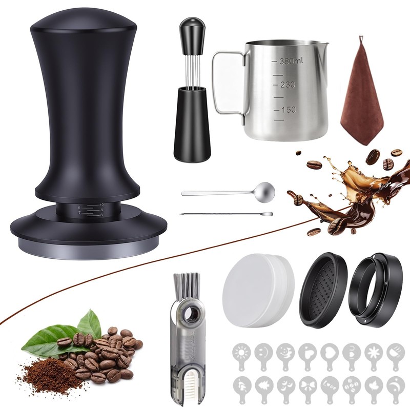 26 Pcs Espresso Accessories Kit 51mm Tamper Kit Black Coffee Tool Set