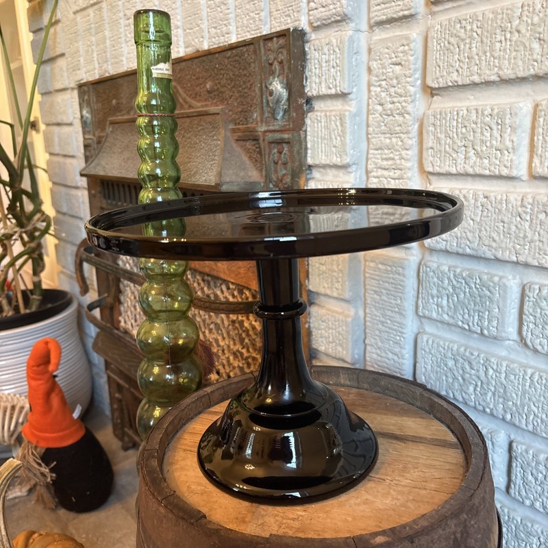 WEST ELM BLACK GLOSSY GLASS PEDESTAL CAKE STAND - USA gallery
