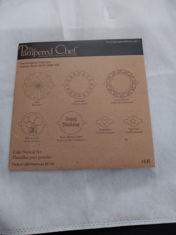 The Pampered Chef Cake Stencil Set 7 Designs #1535 Unused