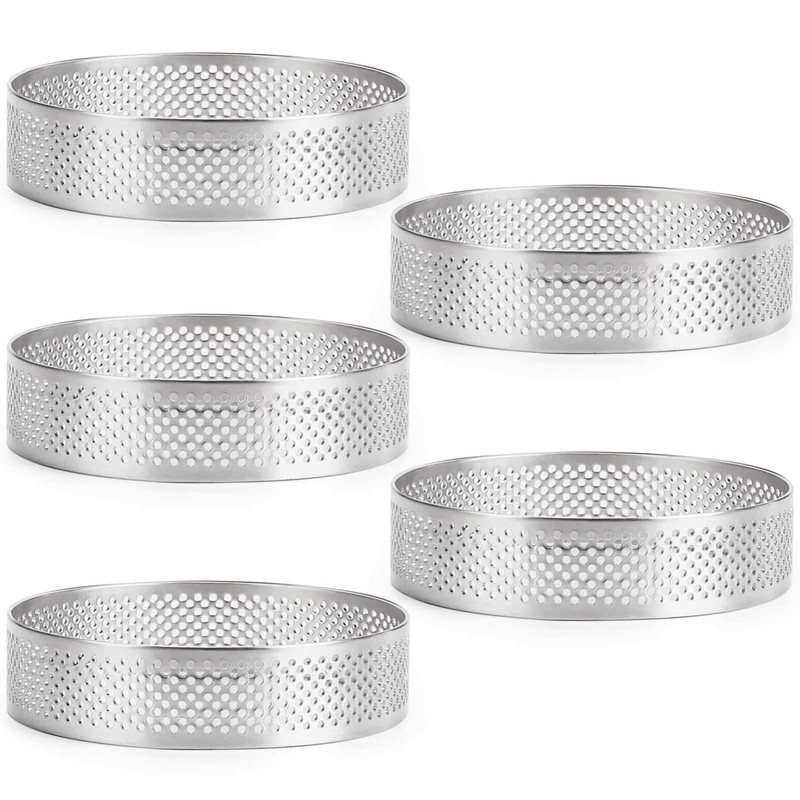 3Inch Tart Rings for Baking Stainless Steel Nonstick & Vented Tart Molds,Perf…