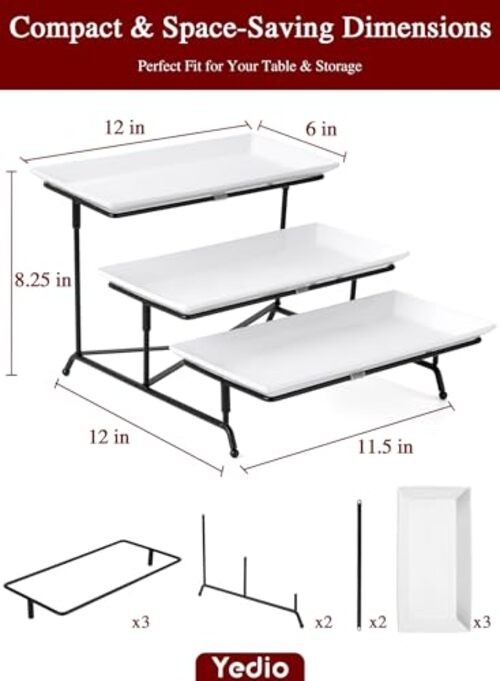 3 Tier Serving Trays for Party, Porcelain Serving Platters and 12 Inch Black gallery
