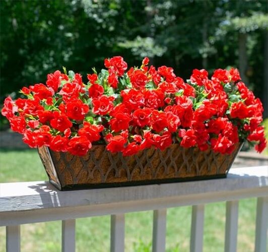 Artificial Faux Red Flowers Plants for Outdoor Outside Spring Decor, A Red gallery