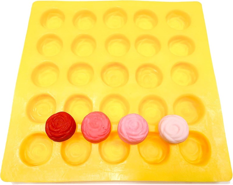 Rose 25 Cavity Flexible Silicone Molds for Cream Cheese Mints, Chocolate,