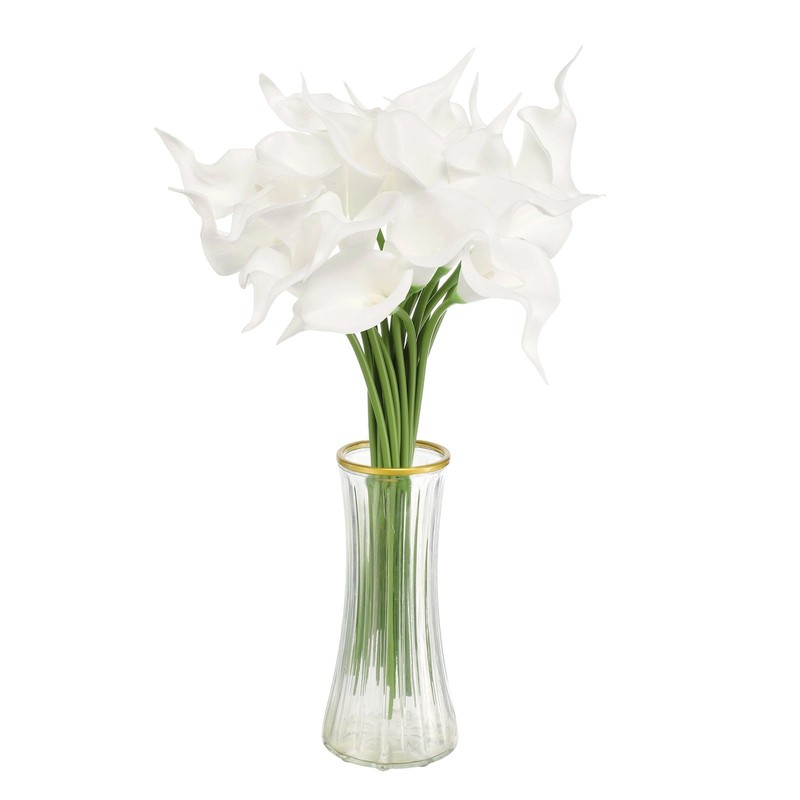 20pcs Artificial Calla Lily Fake Silk Flowers for Home Decor, White