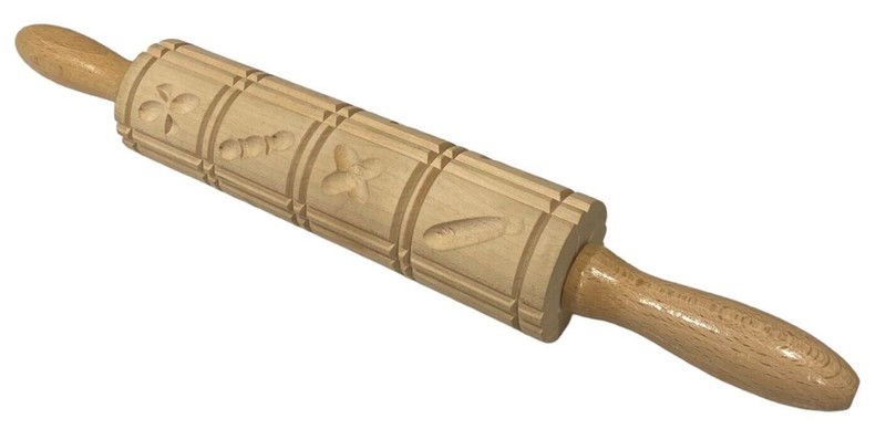 Vintage Wood rolling pin Embossing decoration 8″ made in W. Germany