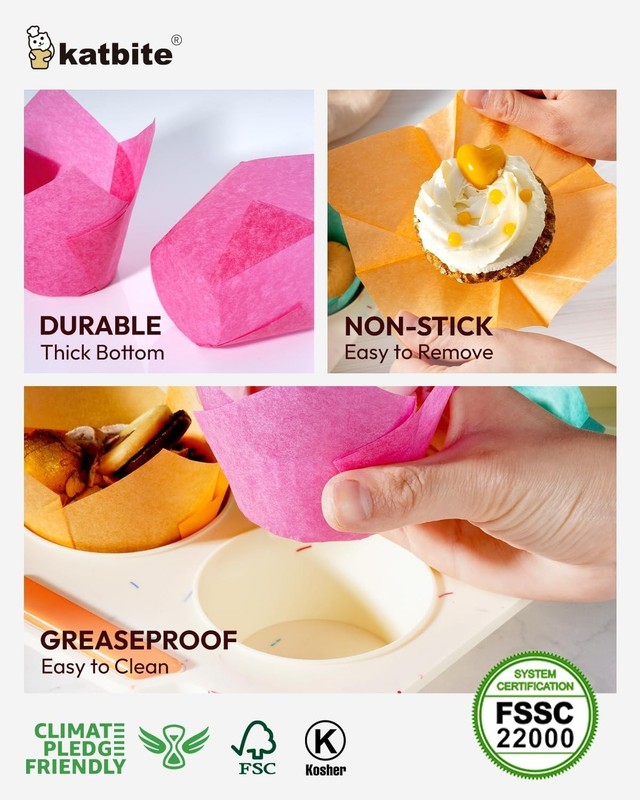 Disposable Tulip Cupcake Wrappers 200PCS - Easy Cleanup for Every Occasion gallery