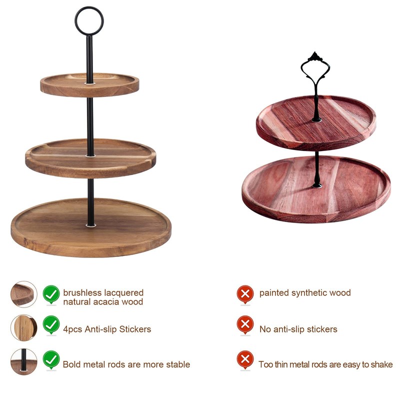 3 Tier Cupcake Stand, Wood Tiered Serving Tray Cupcake Tower, Serving Stand D... gallery