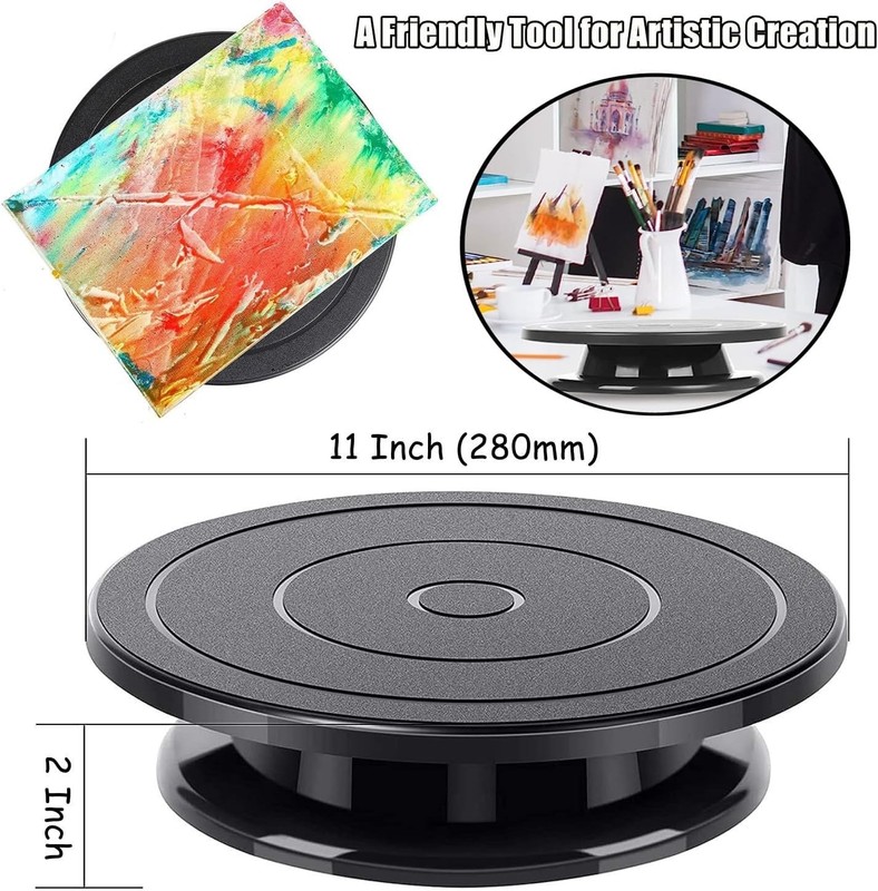 11 Inch Rotate Turntable Sculpting Wheel Revolving Cake Turntable Black Paint... gallery