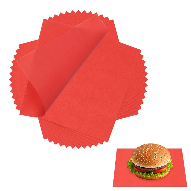 100Pcs Wax Paper Sheets 7 x 7″ Square Wrapping Paper Red