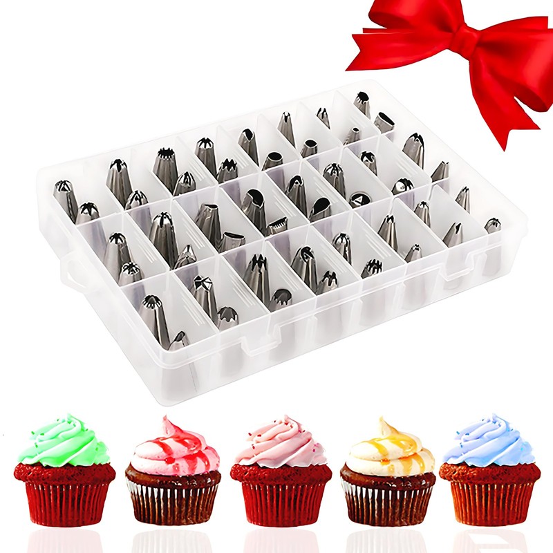 48-Piece Numbered Piping Tips Cookie Icing Tips Cookie Decorating Kit Cake De...