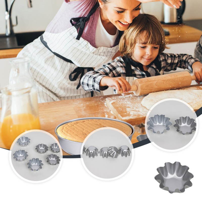 3 Pieces Egg Tart Mold Mini Flower Shaped Pan Nonstick Molds for Baking gallery