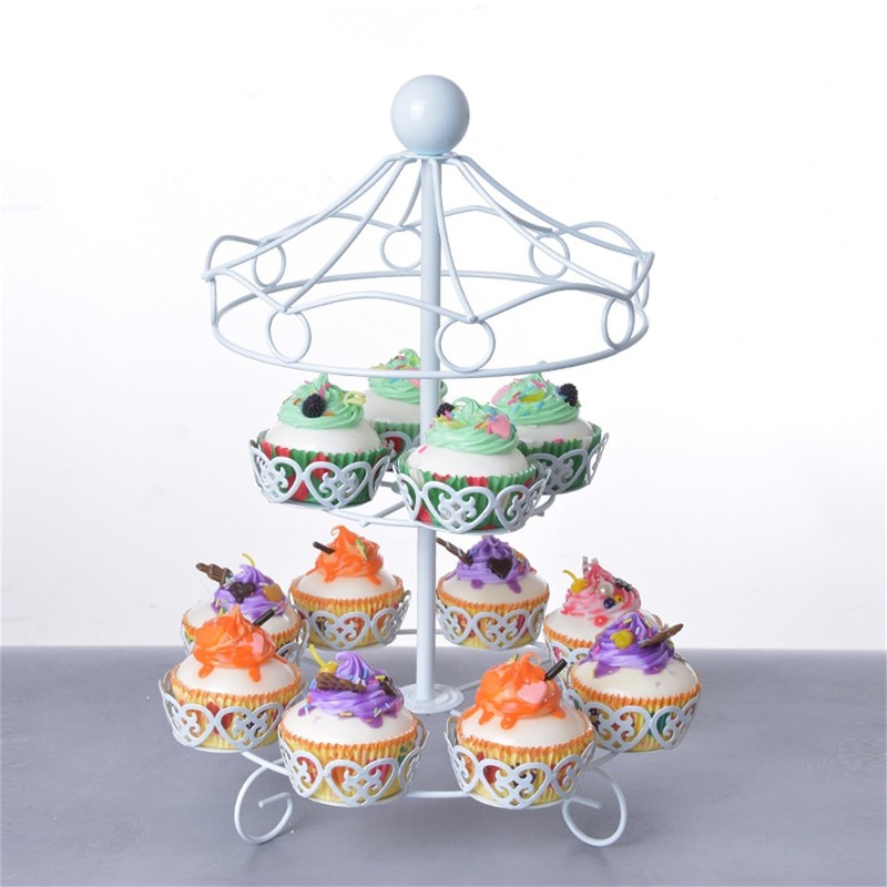12-Cup Carousel Cupcake Stand - Iron Dessert Display Rack for Parties & Events gallery