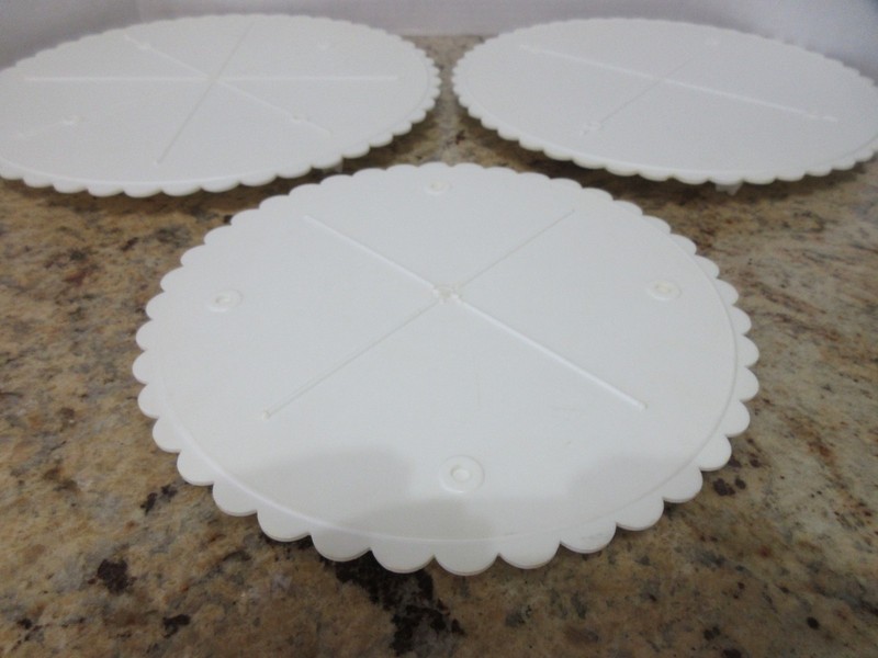 WILTON White 3 Round Cake Tier Plates- 13 in, 12 in, & 10 in gallery