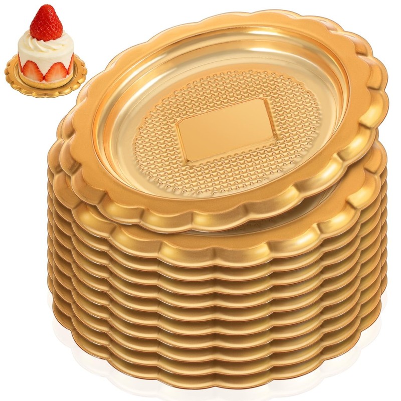 Mini Golden Cake Plates 20 Pcs Round Mousse Cupcake Boards Circle Base DIY