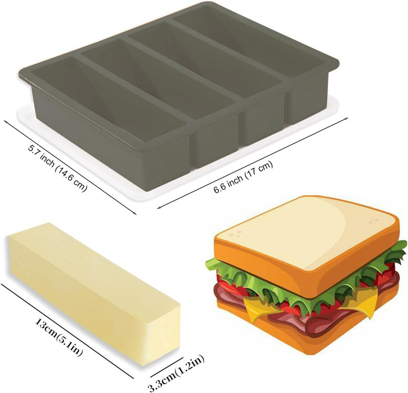 Silicone Butter Mold Tray with Lid, Rectangle Mold Tray for Butter, Pudding, Soa gallery