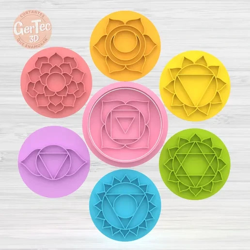 3D Printed Set Chakras Many Measurements Cutter with Stamp Cookie Cutter Set