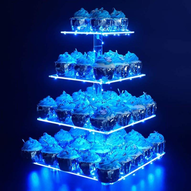 4 Tier Acrylic Cupcake Stand Afternoon Tea Cake Stand Large Cupcake Stand Cup…
