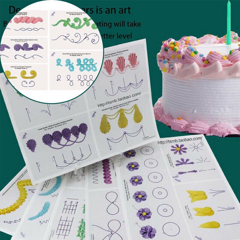 Decor Cake 23pc / et Piping Template Paper DIY Practice Drawing Board Icing