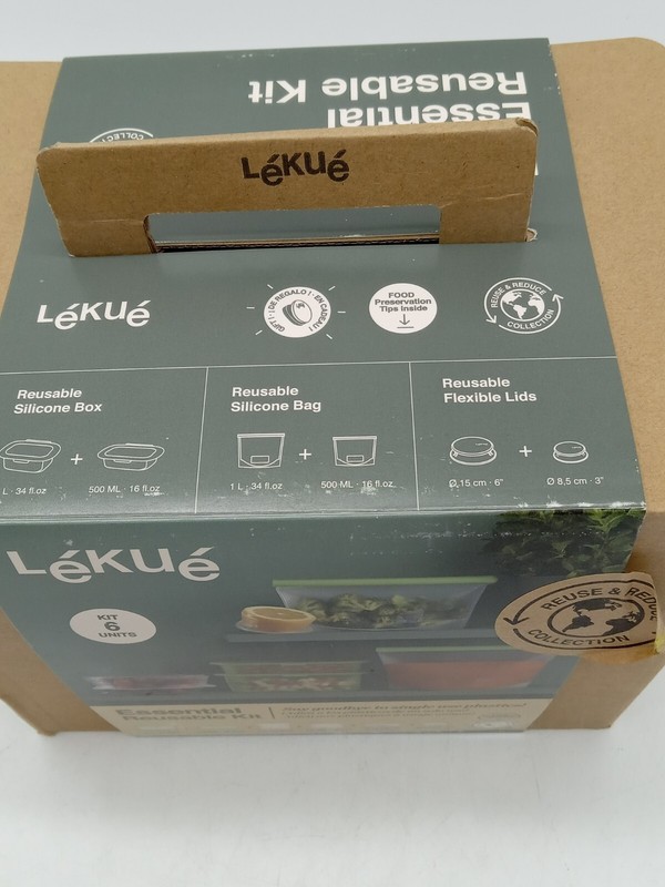 Lekue Essential Reusable Kit, Silicon, 6 pc - 2 boxes, 2 bags, 2 lids gallery