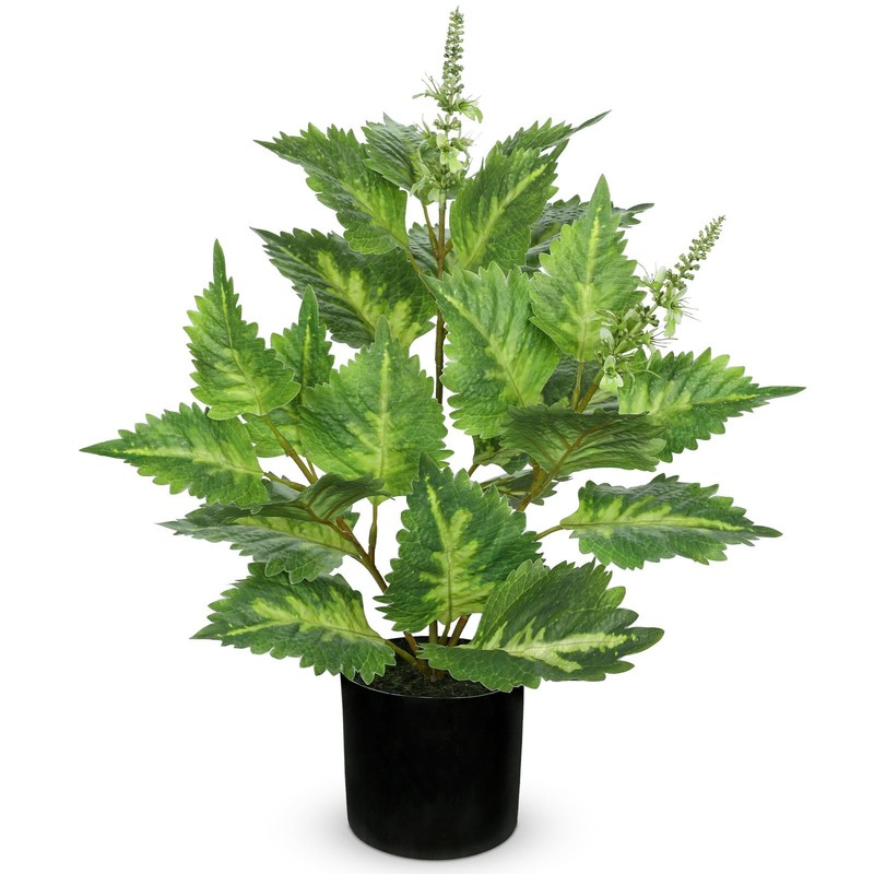 Oairse Artificial Plants Indoor Pot 16.9 Faux Potted Perilla Plants Indoor