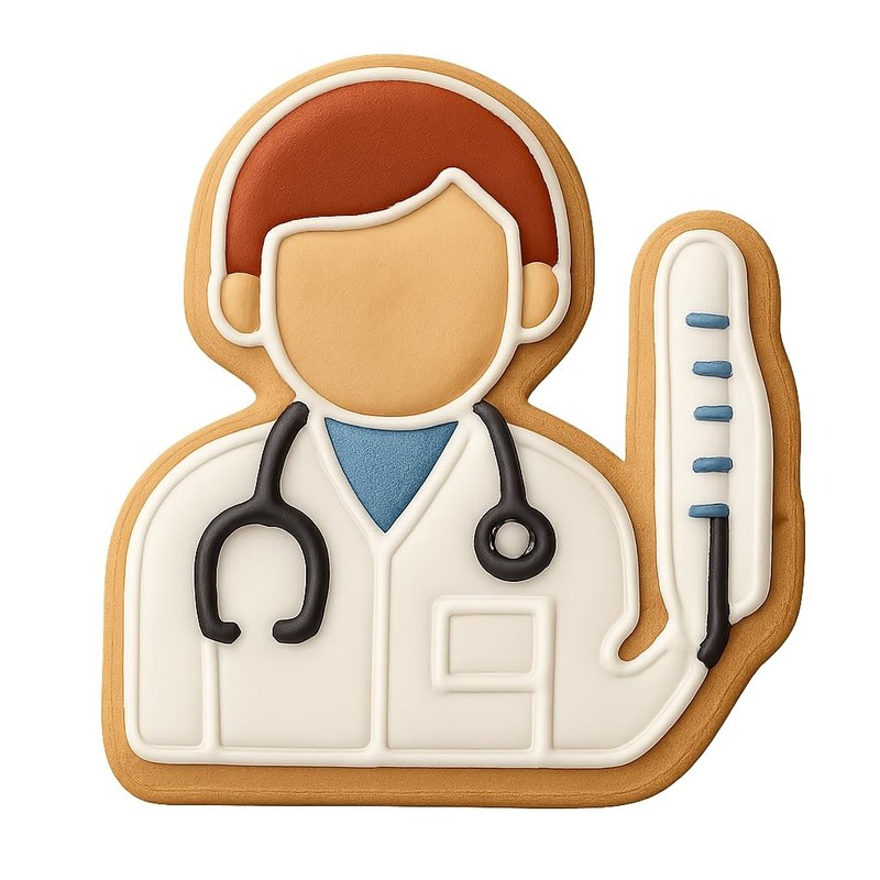 Doctor Holding Thermometer Cookie Cutter & Stamp, Fondant & Clay - 4x3.2 gallery