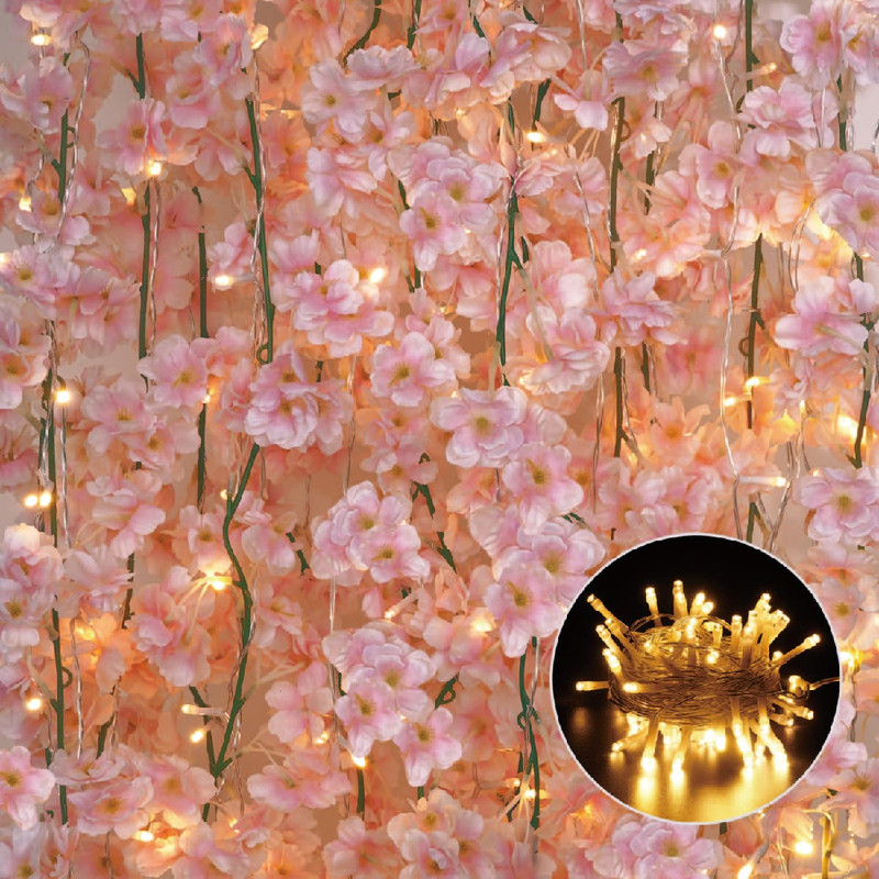 Sunm Boutique Cherry Blossom Garland 6-Pack 35.4 Ft Cherry Blossom Hanging Vine