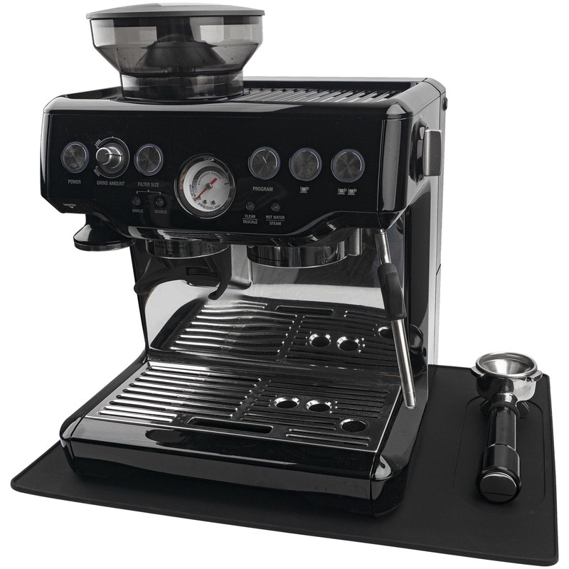 USEAMIE Silicone Mat Under Coffee Machine With Lip Automatic L, black