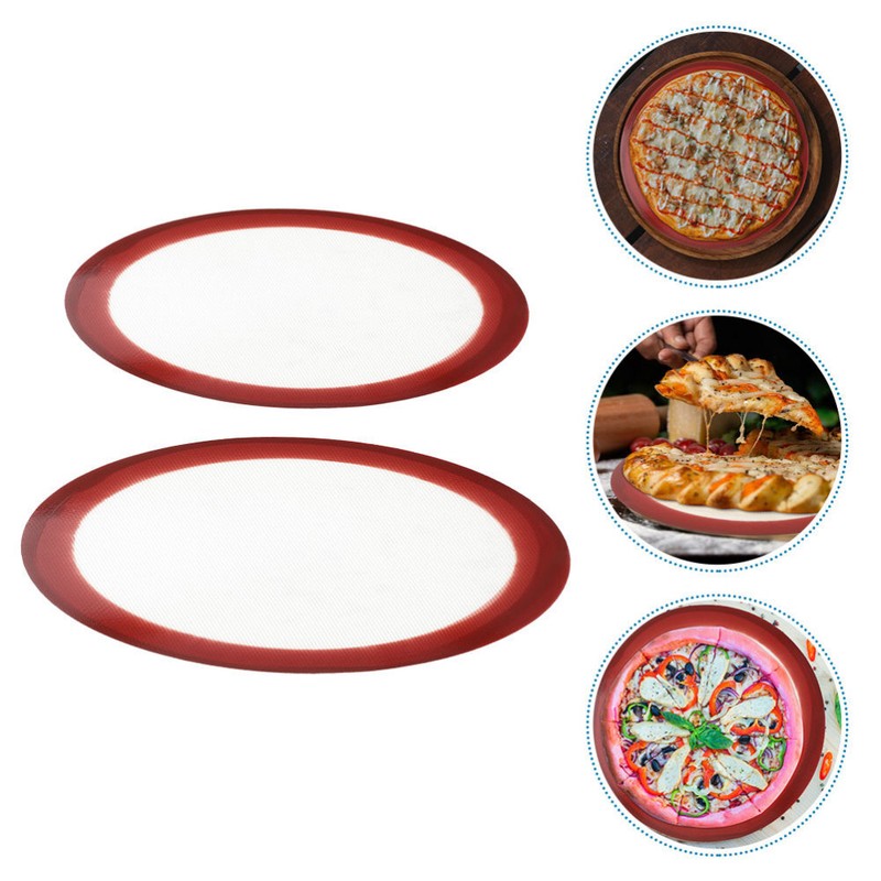 2PCS Pizza Baking Sheet Pizza Baking Mat Non-stick Silicone Baking Liner Round gallery