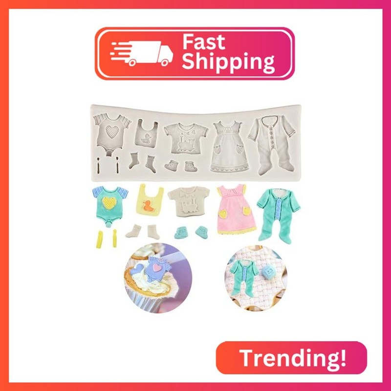 MINFEIDMS Baby Clothes Silicone Fondant Molds For Cake Decorating Cupcake Topper