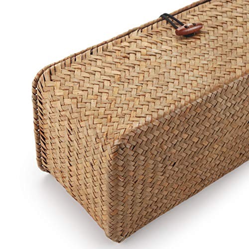 Seagrass Storage Basket with Lid Rectangular Small Woven Natural 3 Sections gallery