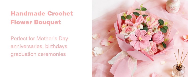 18Pcs Handmade Crochet Flower Bouquet Knitted Yarn Flowers with Bag & Card gallery