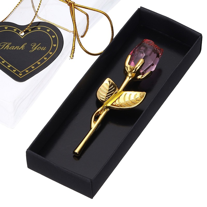 Mini Crystal Rose with Box, Romantic Crystal Rose, Pink&Gold