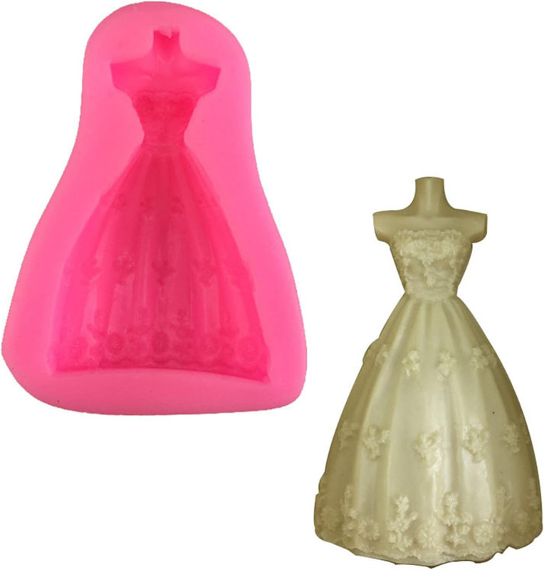 3Pcs Wedding Dress Skirt Silicone Molds for Wedding Sugarcraft Cake Decoration, gallery