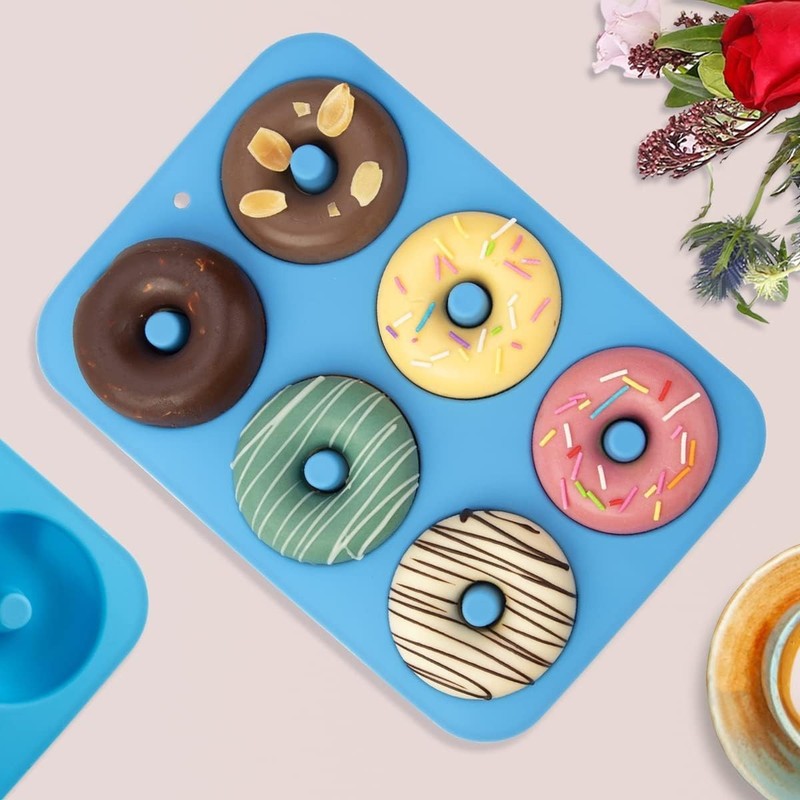Blue Silicone Donut Molds Set of 2, Food Grade, Non-Stick, Oven & Dishwasher ... gallery