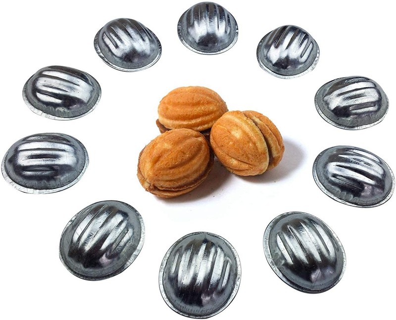 Metal mold form nuts for sweet russian 50 pcs pastry oreshki White
