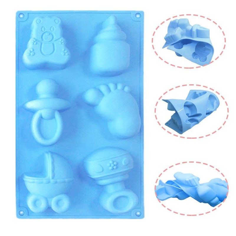 3 Pack Baby Shower Soap Silicone Mold, Baby Carriage Feeding Bottle Little Fe... gallery