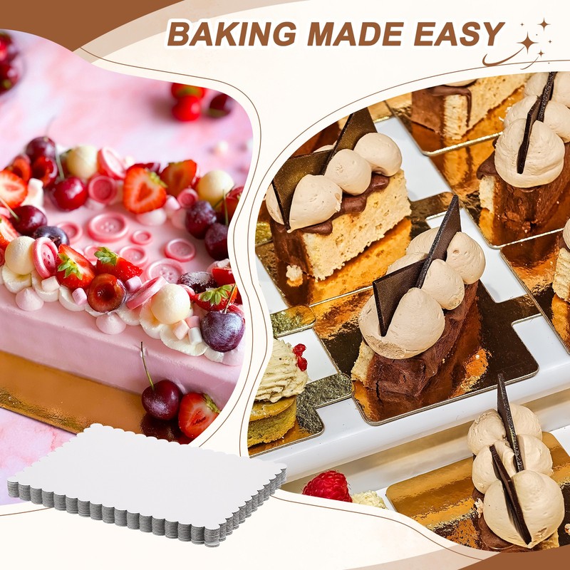 12 Pcs Rectangle Cake Boards, 13.5 x 10 Inch Cake Base Cupcake Cardboard, White gallery