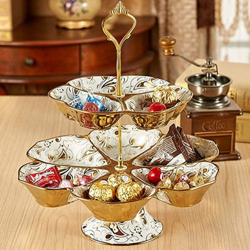 4 Sets of 3 Tier Cake Plate Stand Handle Hardware, Cake Fruit Food Plate Stand H gallery