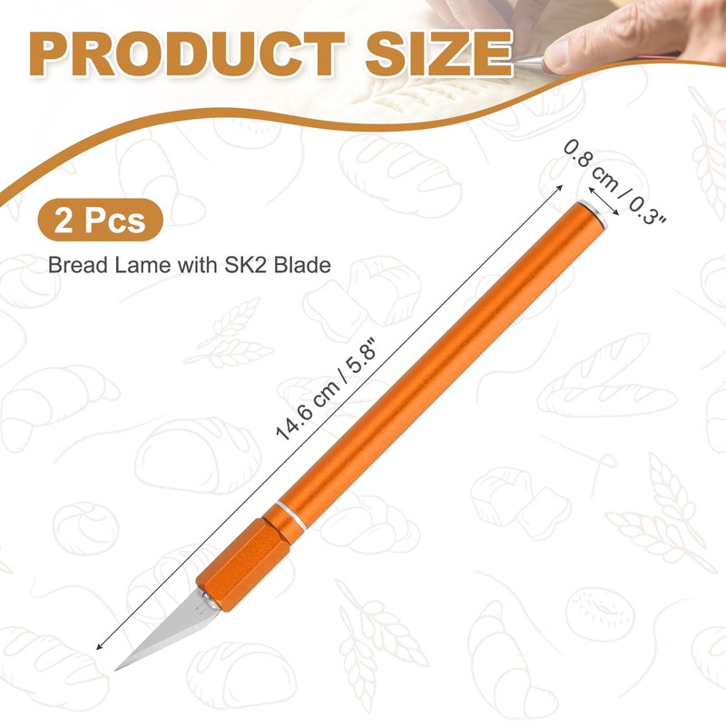 2 Pcs Bread Lame, Sourdough Scoring Tool with Ergonomic Handle, Orange gallery