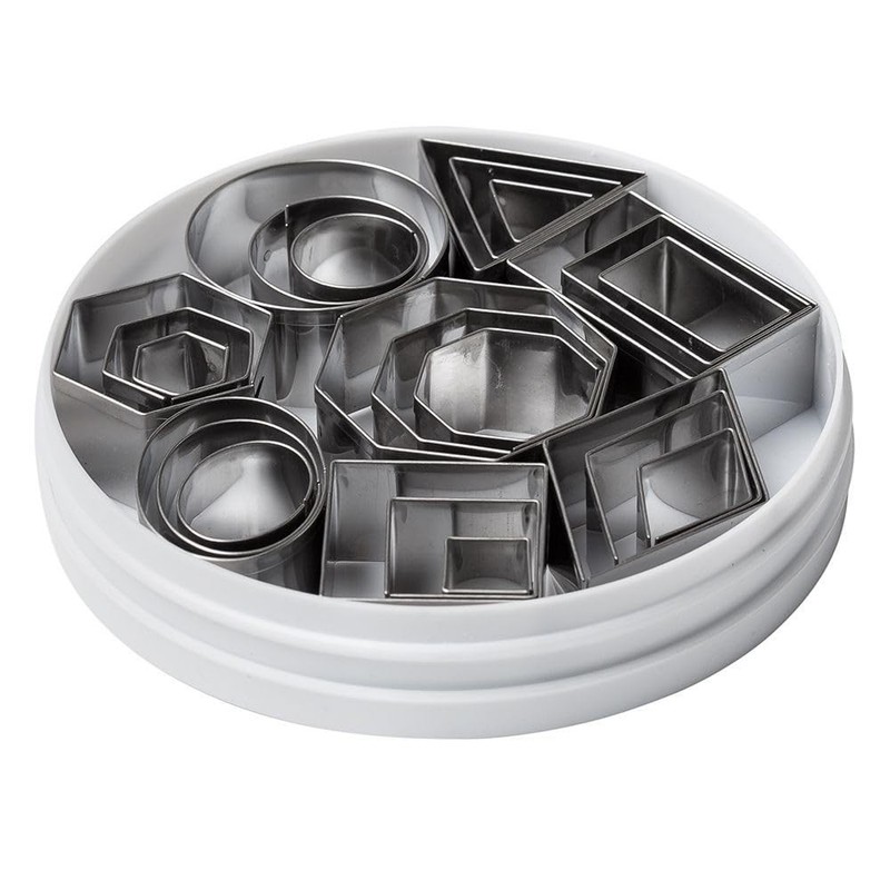Plain Edge Geometric Shapes Cutters in Graduated Sizes, Stainless Steel, 24 P…