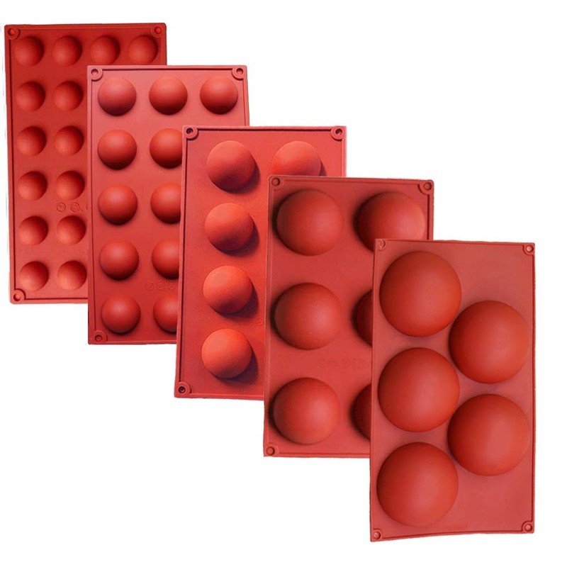 5 Pack Half Sphere Silicone Mold Chocolate Candy Dome Molds