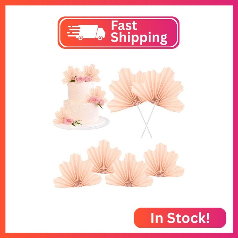 6 Pack Paper Palm Fan Cake Topper DIY Bakeware Palm Spear Leaves Fan Cake Pick D