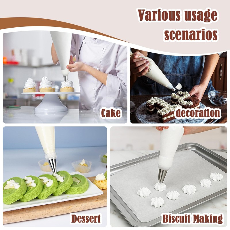 9-Piece Reusable Piping Bags and Tips Set- Cotton Baking Kit with Coupler, St... gallery