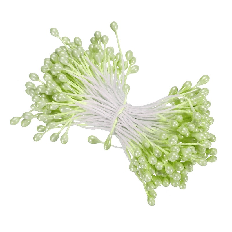3mm Double Heads Flower Stamen, 150Pcs Artificial Flower Pistil, Light Green