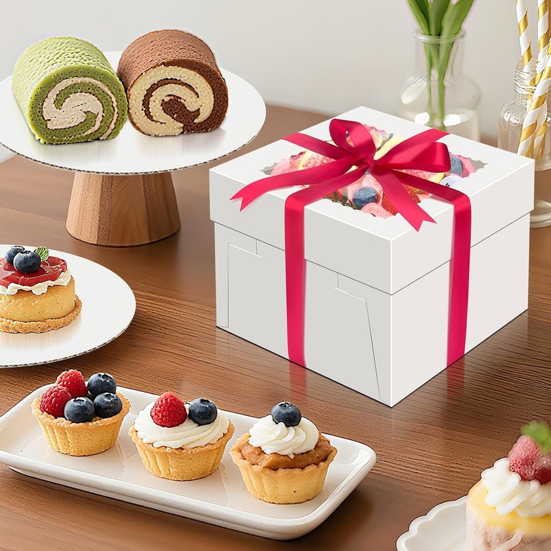 10x10x5 Cake Boxes with Window, Cake Boxes 10 inch Tall with Cakes Box Ribbon gallery