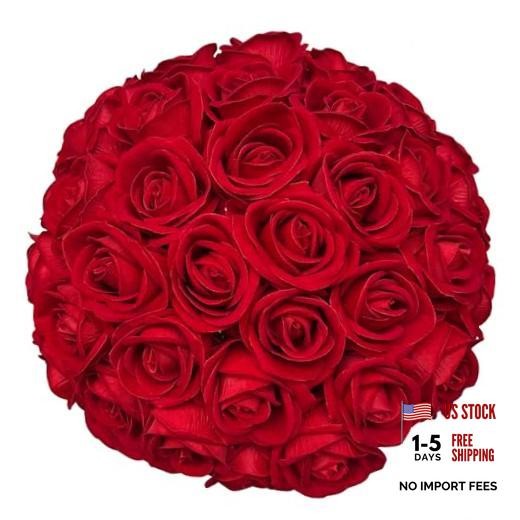FagusHome 30 Pcs Silk Rose Artificial Flowers Roses Bulk Bouquet Fake Red