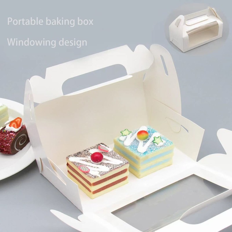 24pcs White Cupcake Boxes 6.8''x3.6''x3.1'' Clear Window Cake Holders Cake Bo... gallery