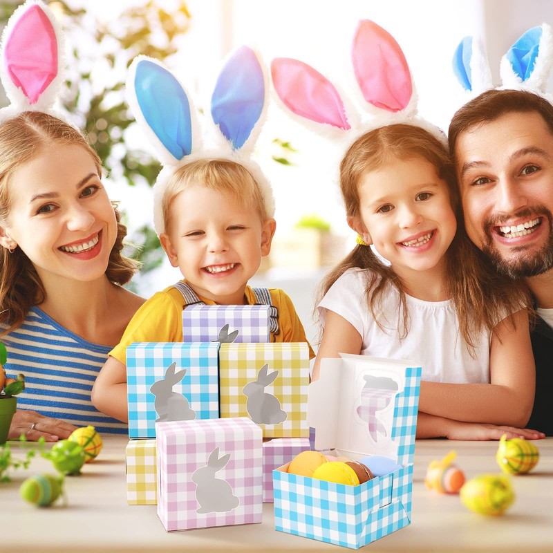 24 Pcs Easter Treat Boxes - 5 Colorful Cardboard Boxes with Rabbit Bunny Shap... gallery