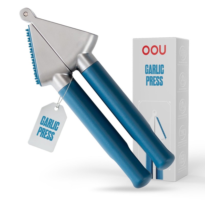 OOU Garlic Press, Stainless Steel Mincer with Premium Zinc small, Blue