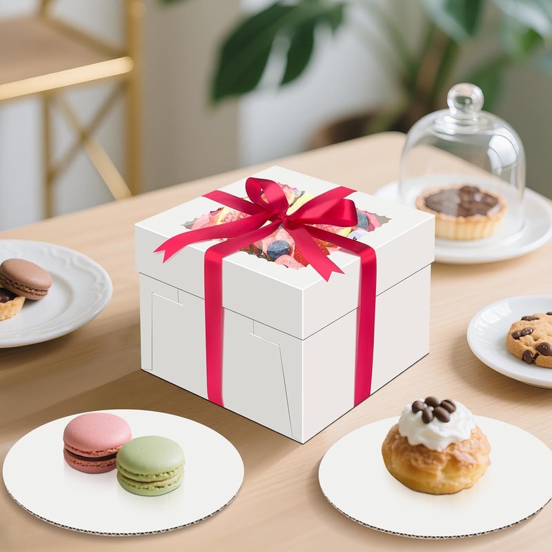 10x10x5 Cake Boxes with Window, Cake Boxes 10 inch Tall with Cakes Box Ribbon gallery